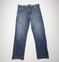 Vintage Sean John Mens 38x38 Distressed Baggy Fit Wide Leg Denim Jeans Blue - £49.59 GBP