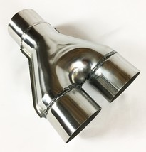 Exhaust Stamped Y Pipe 2.50" Dia Single Inlet to 2.50" Dia Dual Outlets Polished - £27.91 GBP
