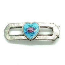 Vintage Sterling Silver Signed L.S.P. Co. Enamel Guilloche Floral Heart ... - $48.51
