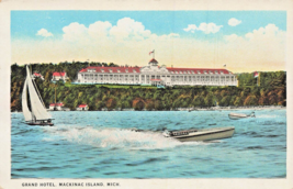Mackinac Island Michigan Mi~Grand HOTEL-SAIL &amp; POWERBOATS-1920s Antique Postcard - £7.37 GBP