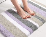 Microfiber Striped Bathroom Rugs Bath Mat, Extra Thick, Soft and Shaggy,... - $23.44