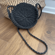 Urban Outfitters Round Straw Crossbody Purse Black Bag - $34.20