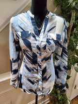 Calvin Klein Women Multicolor Polyester Long Sleeve Buttons Down Casual Shirt S - £19.66 GBP