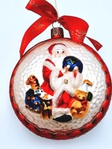 Waterford Holiday Heirlooms FTD Blown Glass Santa Holding World Ornament... - $26.43