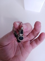 Vintage Teardrop Black Rhinestone Latch Earrings 1.25&quot; - $174.82 MXN