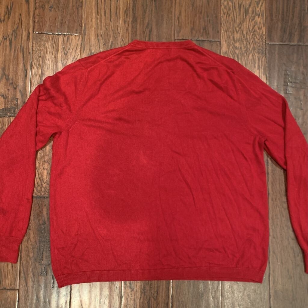 Banana Republic Mens Pullover Sweater Red V Neck Ribbed Long Sleeve L Silk Blend Item image 5