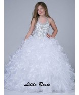 NEW* Little Rosie Girls Glitz Long National Pageant Dress Dress LR2040 W... - $575.43 CAD
