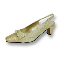 FLORAL Emma Women&#39;s Evening Dress Shoes Gold - Size 9.5 Wide - Stock DP790 - £39.61 GBP