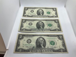 Lot Of 3 US 1976 $2 Dollar Bills K, F, G Series Good Conditions - £87.70 GBP