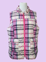 Crown &amp; Ivy sleeveless quilted plaid mock neck zip front hip pockets vest XL - £26.45 GBP