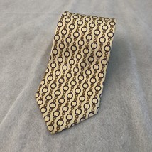 Brooks Brothers Makers Repp Tie Silk Made In USA Circles Chain Yellow 3.75” - $14.95