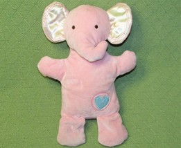 BABY GUND SAFARI FRIENDS PINK ELEPHANT PLUSH STUFFED BLUE HEART CRINKLE ... - $13.50