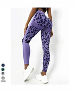 QK 2025 Leopard Seamless Women Sport Yoga Pant Workout Athletic Fitness ... - $21.33