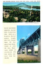 New Bourne Bridge Over Cape Cod Canal Massachusetts Postcard Posted 1937 - £5.81 GBP