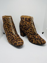 Comfort Leopard Print Ankle Block Heel Booties With Zip Front  Women’s S... - $14.27