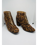 Comfort Leopard Print Ankle Block Heel Booties With Zip Front  Women’s S... - $14.27