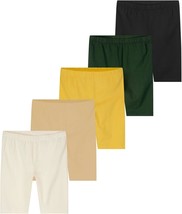 Real Essentials 5 Pack: Girls Cotton Spandex Biker Short Cartwheel, Ages 4-18 - £30.45 GBP