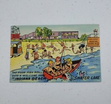 Scarce Curt Teich Linen Postcard 1955 Tourist Promotion On Back- Indiana Beach - $14.98