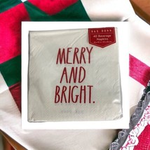 RAE DUNN Merry And Bright 40 Paper Beverage Napkins Christmas Holiday Red - £12.29 GBP