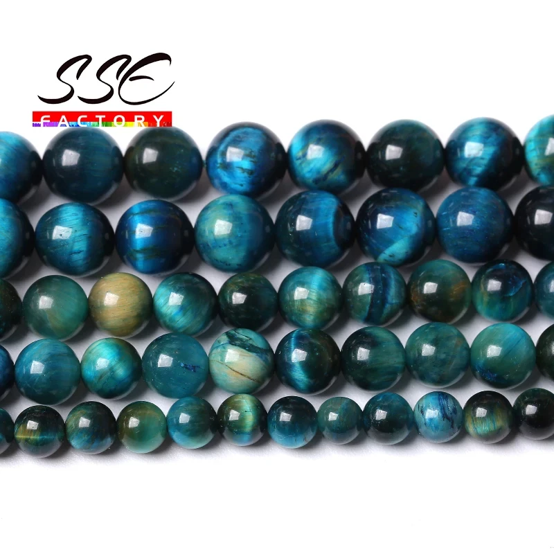 Natural Blue Tiger Eye Stone Beads Round Loose Beads  for Jewelry Making Diy - £6.28 GBP+