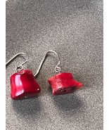 Faux Red Thick Coral Plastic Nugget Dangle Earrings for Pierced Ears – 3... - £7.46 GBP