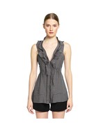 BCBGMaxzazira White &amp; Black Checkered Plaid Silk Halter Rockabilly Top S... - $54.45