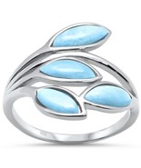 Sterling Silver Natural Larimar Olive Branch Tree Leaf Ring - $2,686.71 MXN
