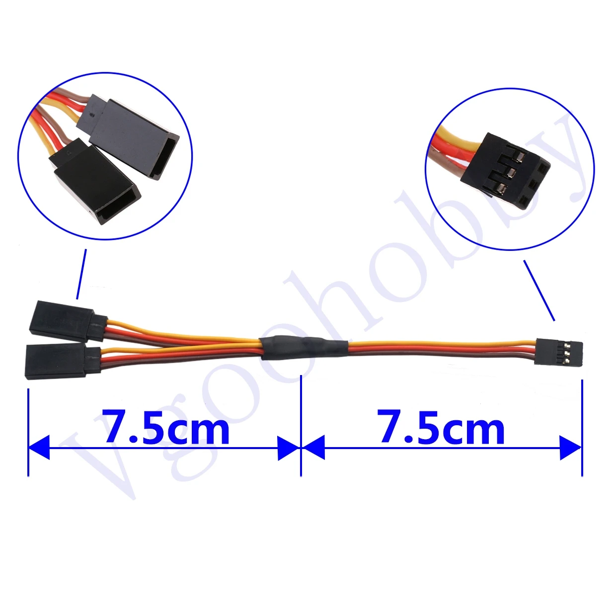 Play 150mm Servo Splitter Cable,1 Male to 2 Female JR Style Servo Y Harness Cabl - £22.91 GBP