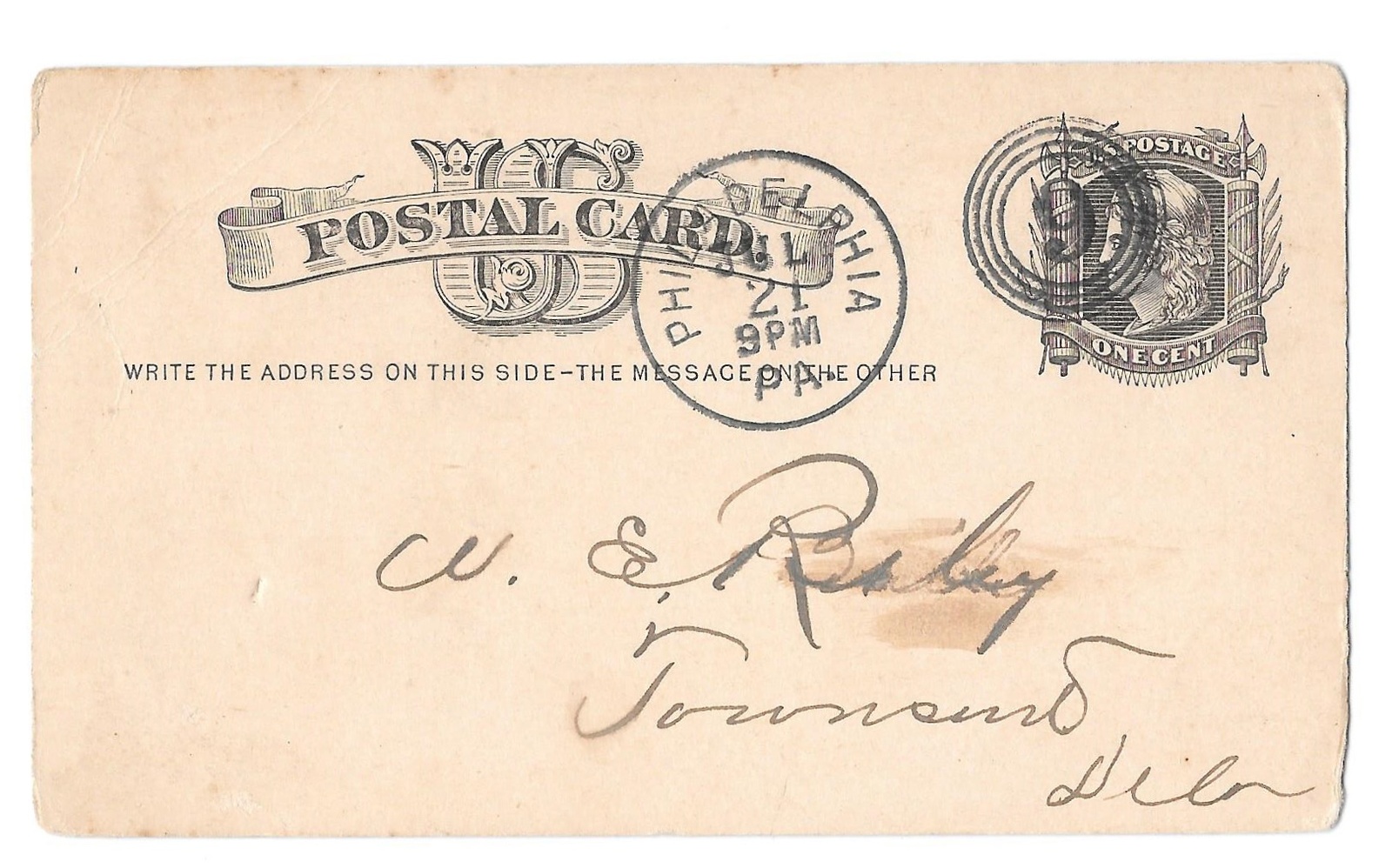 Primary image for Sc UX5 1880 Philadelphia PA 4 Ring Numeral 9 Duplex Fancy Cancel Postal Card
