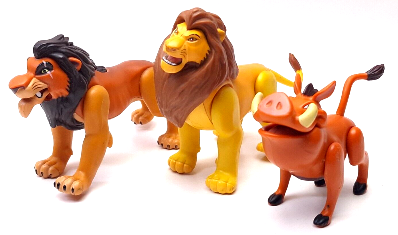 Vintage Lion King Fighting Action Scar Mufasa Pumbaa Figures Lot 3 - $21.48