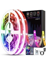 LED Strip Lights 100ft 50ft Music Sync 5050 RGB Room Light with Remote New - £15.65 GBP
