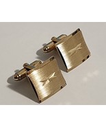 Vintage ANSON Elegant Gold Tone Cufflinks &quot;X&quot; Grooved Square Mid Century... - £7.46 GBP