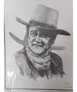 Dale Adkins Art John Wayne Pencil Drawing Print Black White 11x14 Ready ... - $12.56