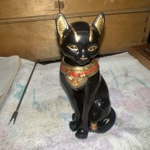 Lenox Egyptian Cat Goddess Figurine Porcelain Black Gold Accent 1995 Retired - $19.95