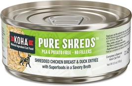 KOHA Pure Shreds Chicken and Duck Entrée for Cats, High Protein Wet Cat Food, - £36.75 GBP