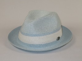 Men's Bently Semi Crushable Fedora Briad Straw Hat Dante DA223 Blue White image 5