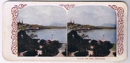 Stereo View Card Stereograph Lucerne &amp; Lake Switzerland - $4.94