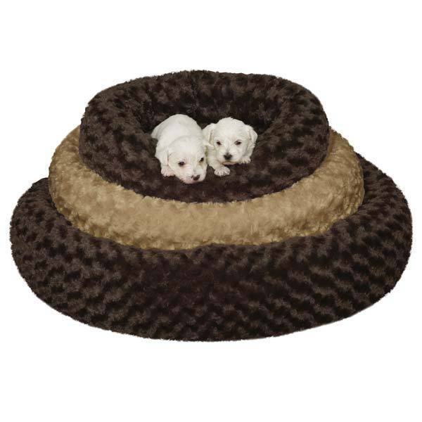 Swirl Plush Donut Dog Beds Cozy Bolster Sides Skid Resistant Choose Color & Size
