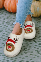 White Christmas Deer Home Indoor Plush Slippers - $173.59 MXN