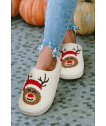 White Christmas Deer Home Indoor Plush Slippers - $12.82 CAD
