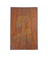 Vtg 1970s Hand Carved Painted Mushroom Art Wall Decor Wood Panel 11&quot; P M... - $461.22 MXN