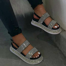 Women Sandals Shoes Summer Beach Shoes Bling Crystal Rhinestone Ladies Gladiator - £26.44 GBP