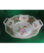 ANTIQUE CARL THIEME DRESDEN GERMANY TWO HANDLE BOWL BASKET FLORAL RETICU... - $473.91 CAD