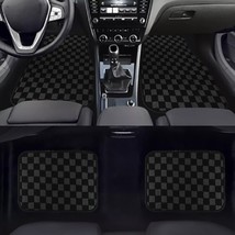 4PCS UNIVERSAL CHECKERED BLACK Racing Fabric Car Floor Mats Interior Car... - £44.82 GBP