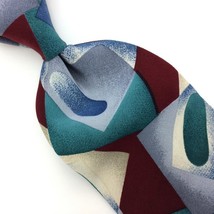 Pierre Cardin Usa Tie Turquoise Gray Brown Silk Necktie Modern Abstract Men #I22 - £12.73 GBP