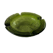 Glass Ash Tray Green soreno bark anchor hocking amber 6 3/8&quot;  MCM 1960s - £15.73 GBP