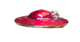 Vintage Large L-S Marked Red Hat Society Enamel Brooch Dome Glossy Flower 2&quot; - £11.89 GBP
