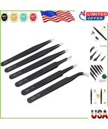 ESD Tweezers Set of 6 - Precision Tools for Electronics, Crafts &amp; Jewelr... - $15.93 CAD
