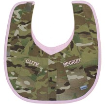 Adorable Baby Girls Multicam Cute Recruit Bib: Fashion with Military Flair - £18.58 GBP