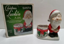 Vintage Christmas Luvkins 1978 Kissing Santa Votive Candle Jasco Hand Painted  - £16.00 GBP